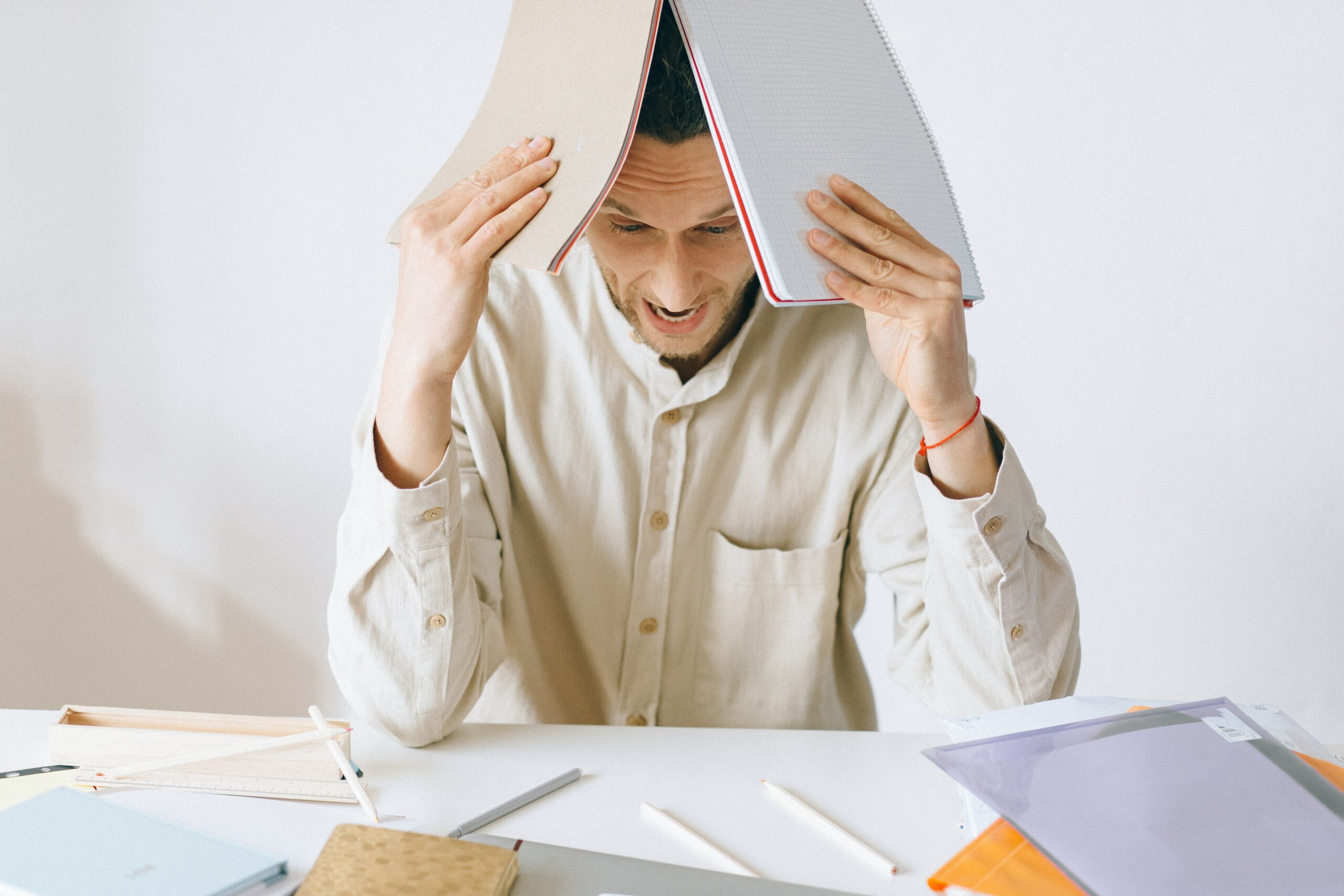 Man overwhelmed with work 